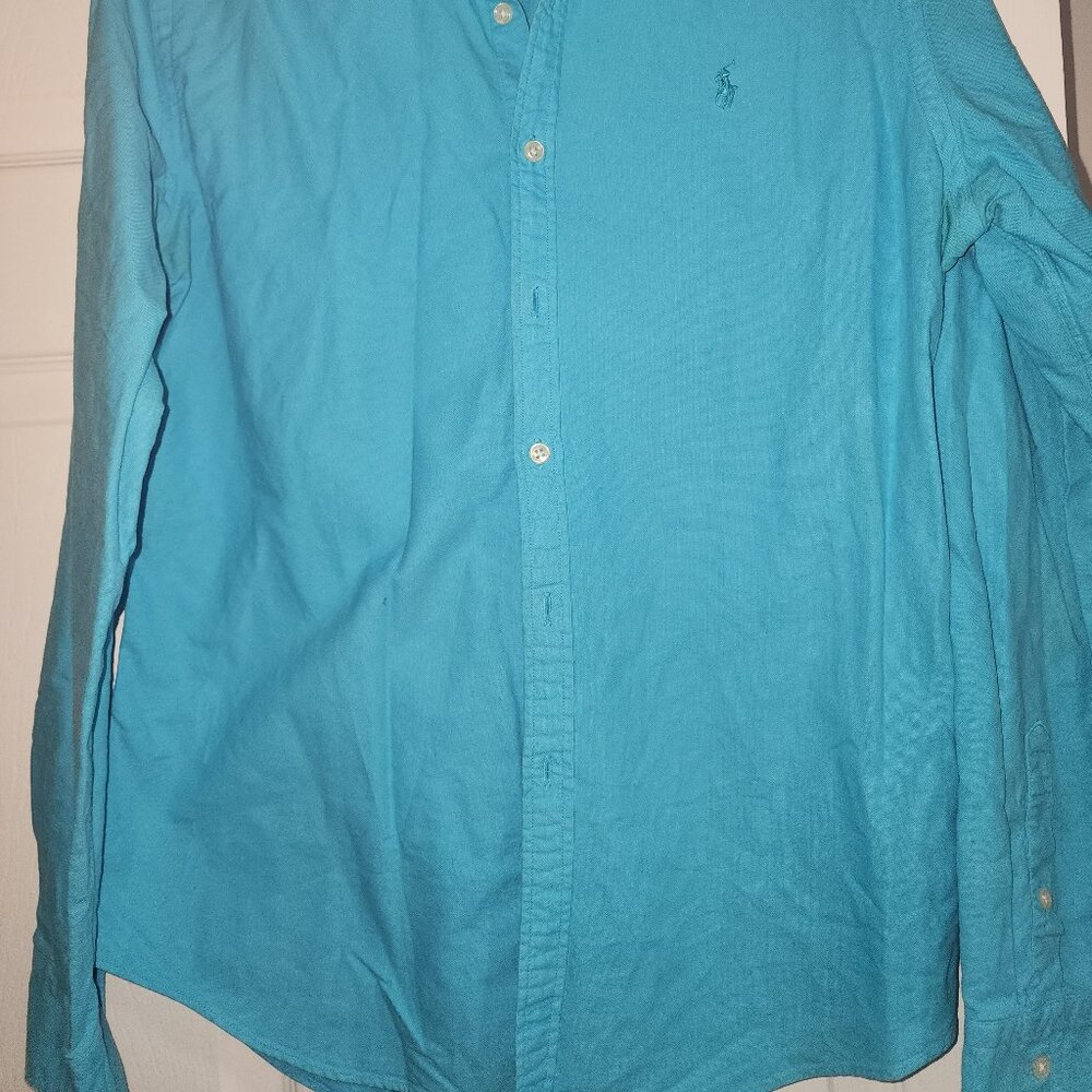 Ralph Lauren Turquoise Blue 100% Cotton button Down